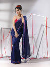 Blue Cotton Saree With Sequined Pallu-MA55CT06520116