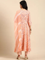 Women's Peach Printed Kurta Set-ON-596-Peach