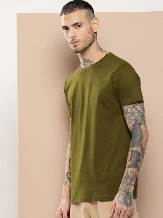 Difference Of Opinion Men's Olive Plain T-Shirt