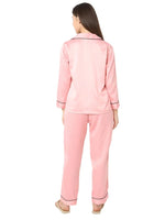 Smarty Pants Women's Silk Satin Baby Pink Color Night Suit