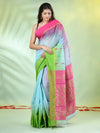 Sea Green Cotton Ikat Saree With Ganga Jamuna Border-MA66BCT431380077