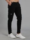 Solid Cargo Pants with 6 pockets-Black