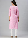 Women's Pink & White Striped Kurta Sets-JC26-Pink-White