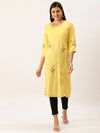 Women's Yellow Solid Straight Kurta-DF-1208-Yellow