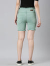 Women Sea Green Solid Denim Shorts-LT-S-102230-Seagreen