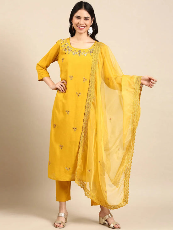 Women's Yellow Solid Kurta Set-FS-2671-Yellow