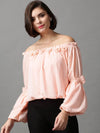 Women's Pink Solid Top-SP-820-Peach