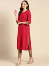 Women's Rose Printed Straight Kurta-AT-A762-Rose