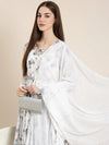 Women White Floral Anarkali Kurta-TF-123-White