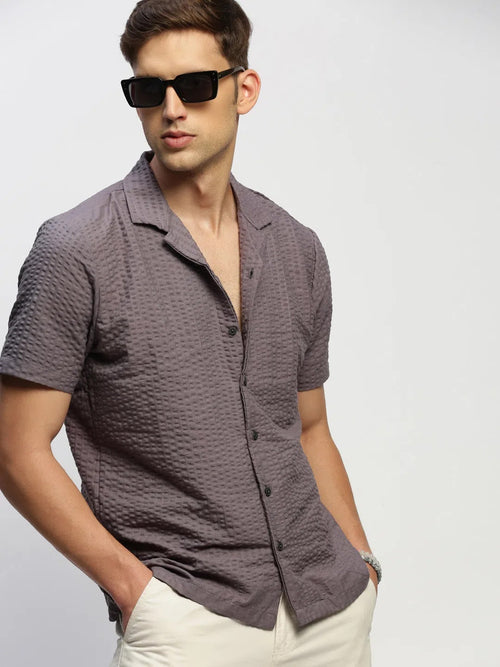 Men Grey Solid Shirt-CALIGO-1763-Grey