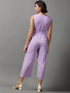 Women's Purple Printed Jumpsuit-AE-15024-Purple