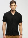 Men Black Solid Shirt-AANYA-1686-Black