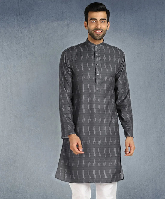 Hangup Men Standard Printed Men's Indian Wear-ST1011268_Grey_Lkurta