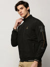 Men Black Solid Casual Bomber Jackets-ZD-3601-Black