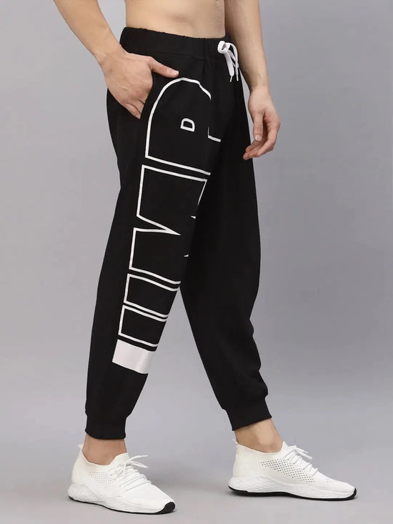 Rigo Black Terry With Jump Placement Printed Jogger