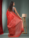 Red Blended Silk Handwoven Saree With Woven Zari Border-MA50BSL34830120