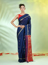 Navy Blue Cotton Saree With Ethnic Motifs-MA66BCT431080054