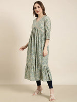 Women Anarkali Sea Green Ethnic Motifs Kurta-TF-MS-202-Seagreen