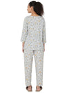 Smarty Pants Women's Cotton Grey Floral Print Night Suit