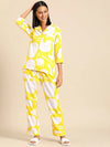 Shirt Pyjama nightwear set in Yellow Print