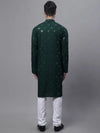 Men's Olive Green Embroidered Mirror Work Kurta Pyjama-JOKP-646Olive