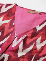 Fuchsia Ikat Print Kali Kurta