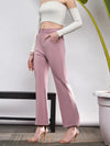 Women Light Pink Knit Bell Bottom Pants