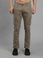 Solid Cargo Pants with 6 pockets-Beige-HC3013-30