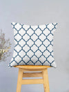 Trellis Printed 100% cotton geometric cushion cover for sofa - Royal Blue-230451098