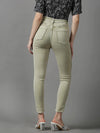 Women's Olive Solid Skinny Fit Denim Jeans-GZ-5288-Olive