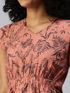 Women's Brown Tropical Top-AE-10212-Brownnavyblue