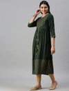 Women's Green Printed Anarkali Kurta-JC20-Green