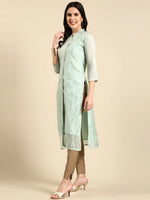 Women's Sea Green Printed Straight Kurta-GC-1008-Seagreen