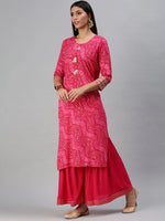 Women's Magenta Printed Kurta Sets-FS2181-Magenta