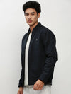 Men Navy Solid Casual Bomber Jackets-ZD-3408-Navyblue