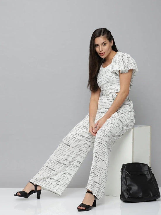 Women's White Printed Co-Ords-AE-7054-White