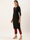 Women's Black Solid Straight Kurta-DF-1211-Black