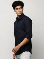 Men Navy Solid Shirt-LANCEPLAIN-218-Navyblue