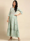 Women's Sea Green Printed Anarkali Kurta-GW-511-Seagreen