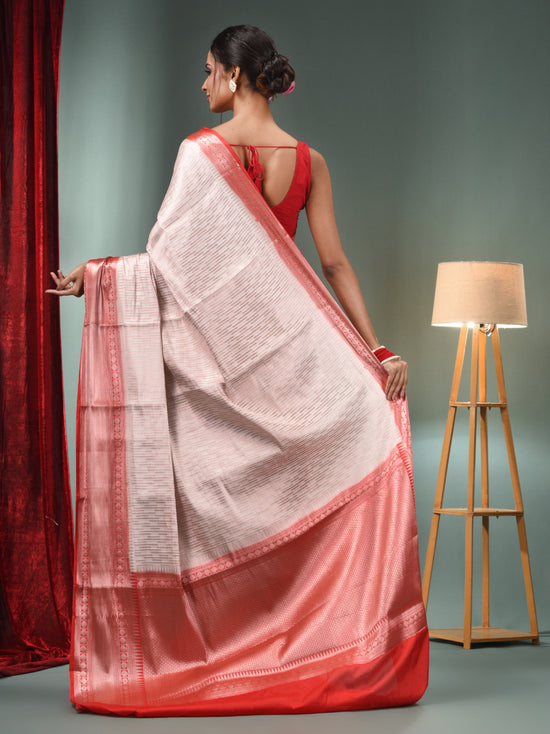 Off White Blended Silk Handwoven Saree With Woven Zari Designs-MA50BSL461160105