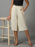 Women's Beige Solid Culottes-AE-1117-Beige