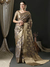 Saree Mall Women's Organza Grey Woven Design Designer Saree With Blouse Piece-UNATI3002