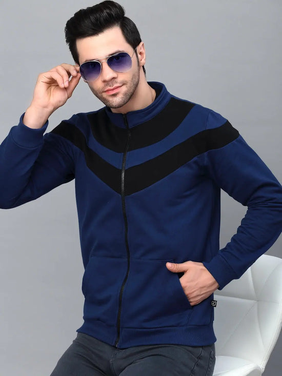 Rigo Color Blocked High Neck Fleece Jacket-SW07221124-L