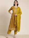 Women Lime Green Chevron Kurta Set-GW-3743-Limegreen