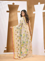 Off White Muslin Soft Saree With Thread Embroidery Work-MA53MS043190049