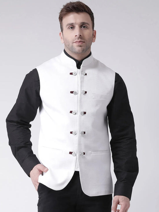 Hangup Men Standard Solid Men's Indian Wear-N2WhiteNehru