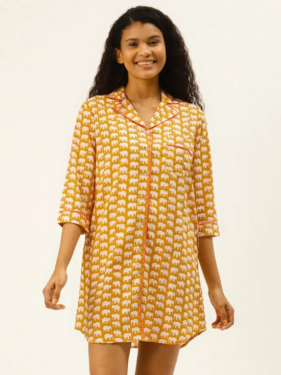 Night shirts in Yellow Elephant Print