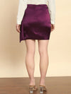 Purple Satin Draped Skirt