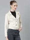 Women Cream Solid Tailored Jacket-CHN-9031-Cream