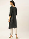 Women's Grey Striped Kurta Sets-SB-33395-Grey